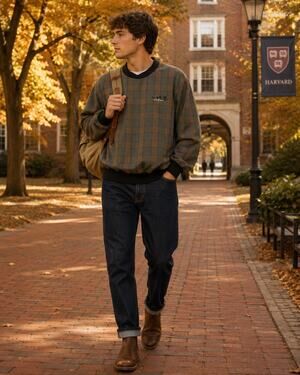 Vintage ProQuip Man O' War Plaid Golf Wind Pullover Jacket Men's L.